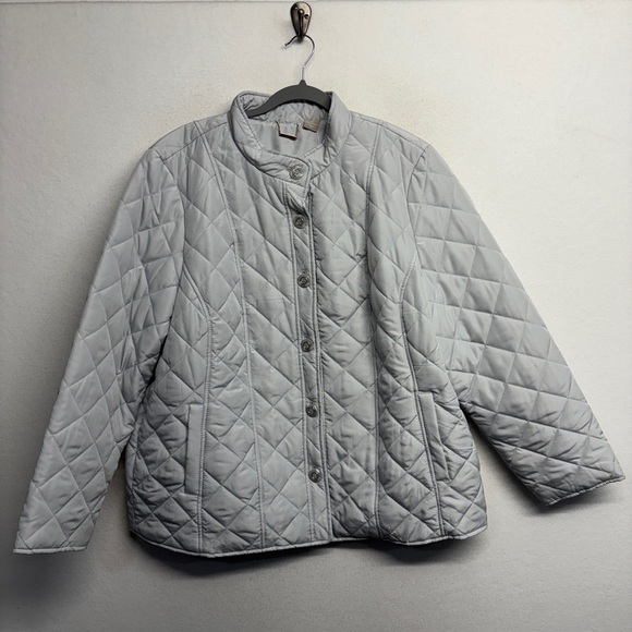 NWT Chico's Quilted Mandarin Collar Jacket Coat Frosted Gray 4 / US 20 / 22 - Picture 1 of 6